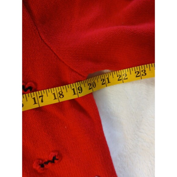 Jack B Quick Vtg Cardigan  Emroidered Scotty Dogs Sz Med Red  Shoulder Pads - Picture 7 of 11